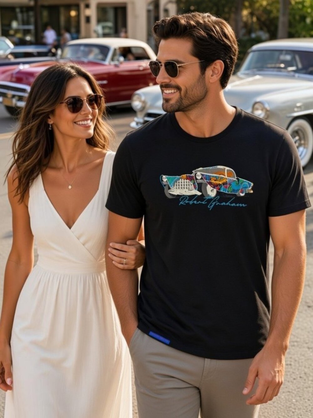 Robert Graham “Highway Cruise” Car Graphic T-Shirt Large - Like New